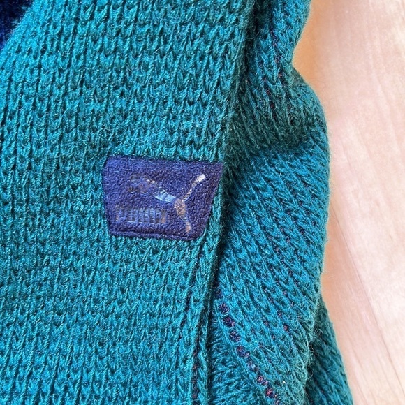 VINTAGE 90s Puma Aztec Print High Collar Green Sweater size XL - Picture 7 of 10